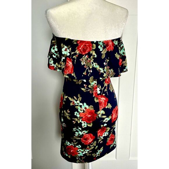 Crystal Doll Floral Strech BodyCon Miniskirt Dress Size S - Picture 4 of 6